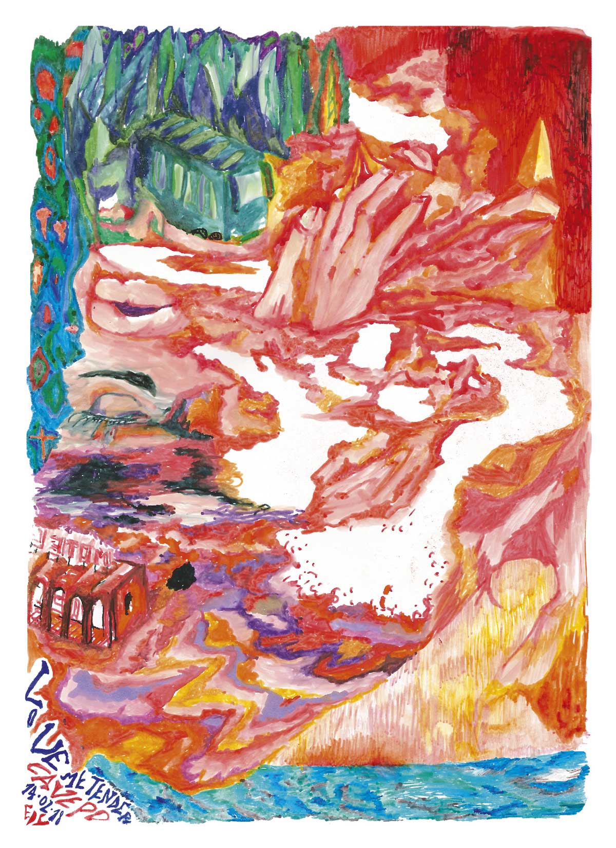 Love me tender – Publication pour la rubrique L'oeil Indélébile dans le magazine culturel Flash Hebdo – mars 2018 Dessins sur le vif – feutres.